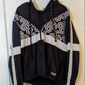 Black and White Hoodie with Glitter Accents
